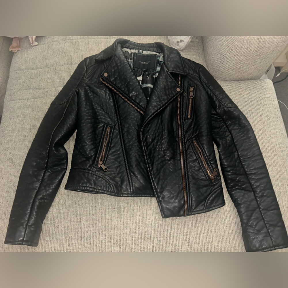 Marc New York faux Black Leather Jacket with Quilted Design - Picture 2 of 8